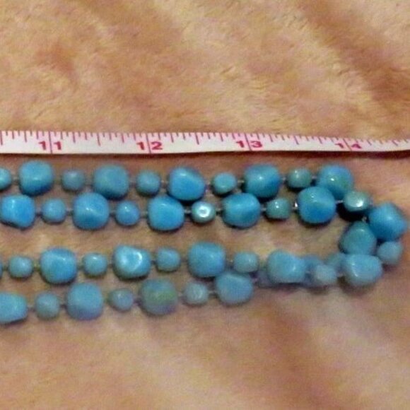 Lot 2 Vintage Bead Necklaces (Plastic) -8 Multi Strand Amber 48"/Light Blue 58" - Picture 7 of 16